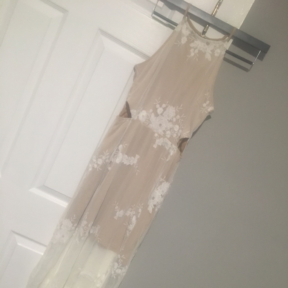 White and cream wedding dress